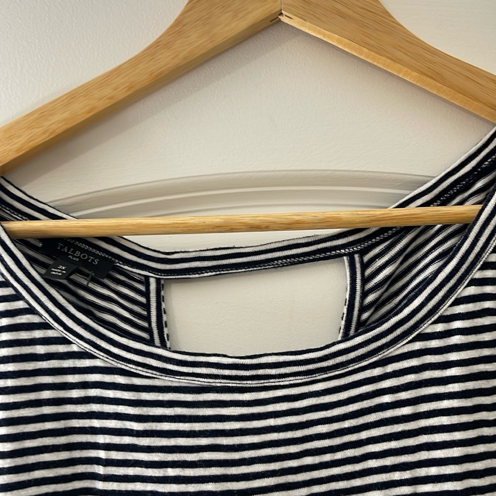 Talbots 3X Striped Cotton Twist-Back Shift Dress - Picture 5 of 8